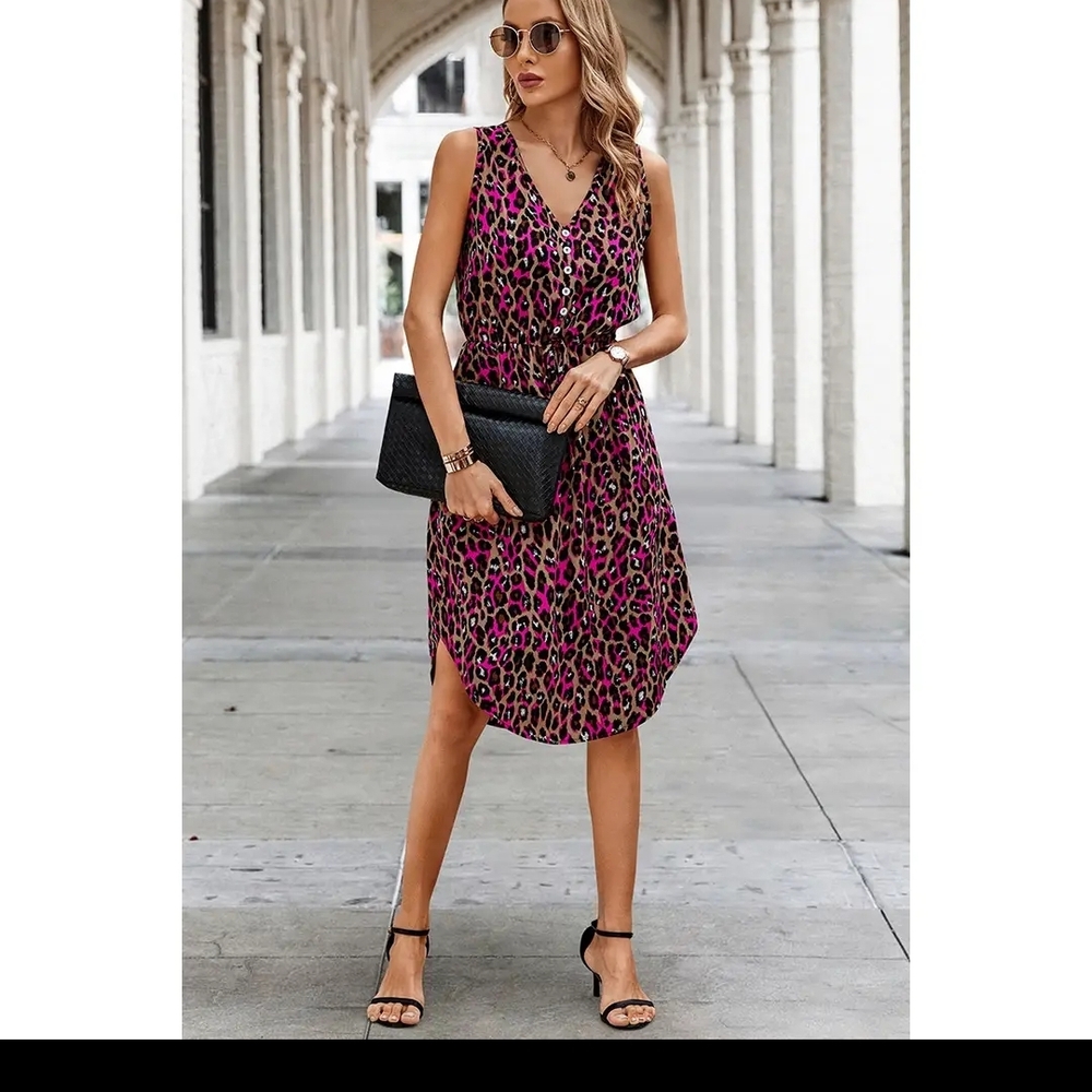 NEW Leopard Print Pink Dress - Picture 5 of 6